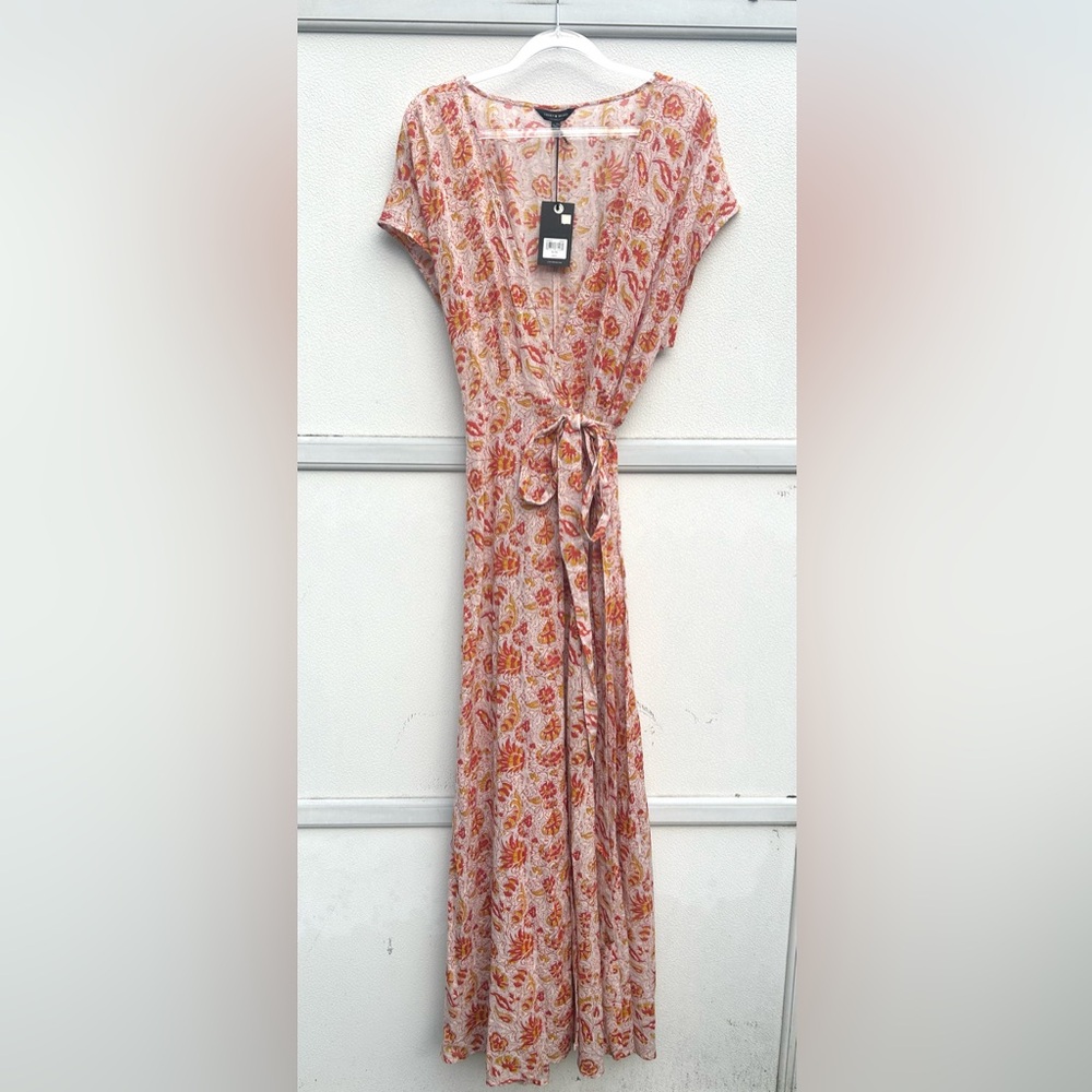 NEW Lucky Brand Maxi Dress Women XL Floral 100% Cotton Wrap Dress Cottagecore - Picture 2 of 13